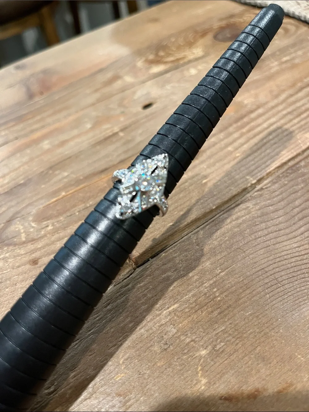 Silver Starburst Crystal Ring - Silver